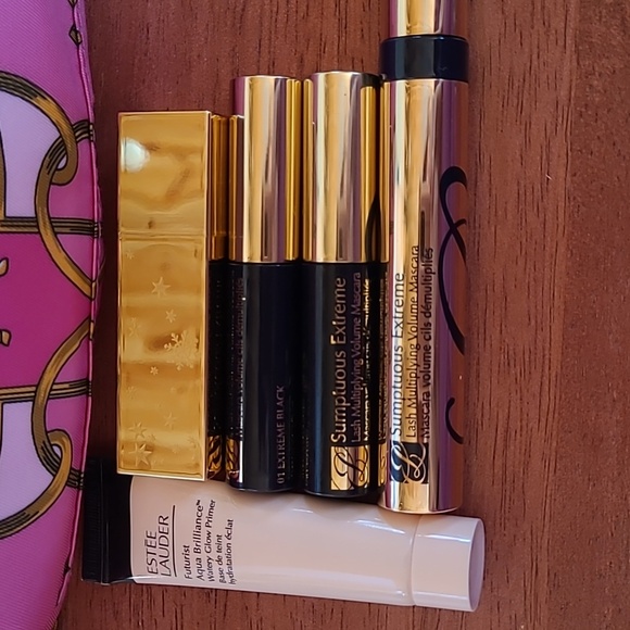 NEW Estee Lauder Pink Cosmetic Bag + Extreme Mascara & Pure Color Envy Lipstick - Picture 2 of 7